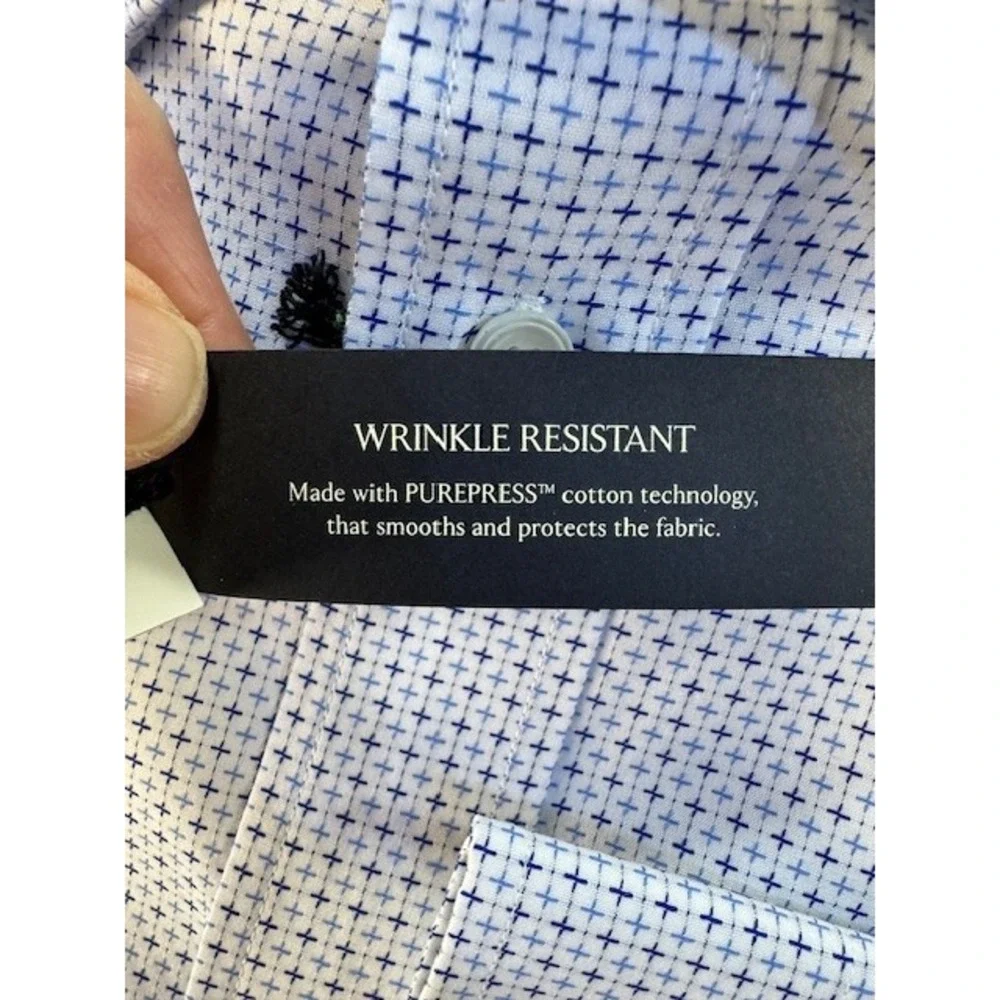 BANANA REPUBLIC Mens XL Wrinkle Resistant Standard Ft Cross Star Dot Dress Shirt
